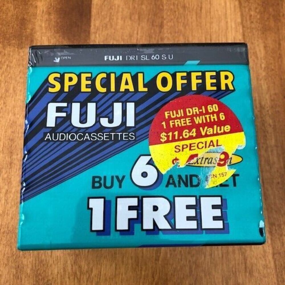 Fuji Audio Cassette Blank Tapes DR-I Extra Slim 60 Minutes 7 Pack NEW SEALED